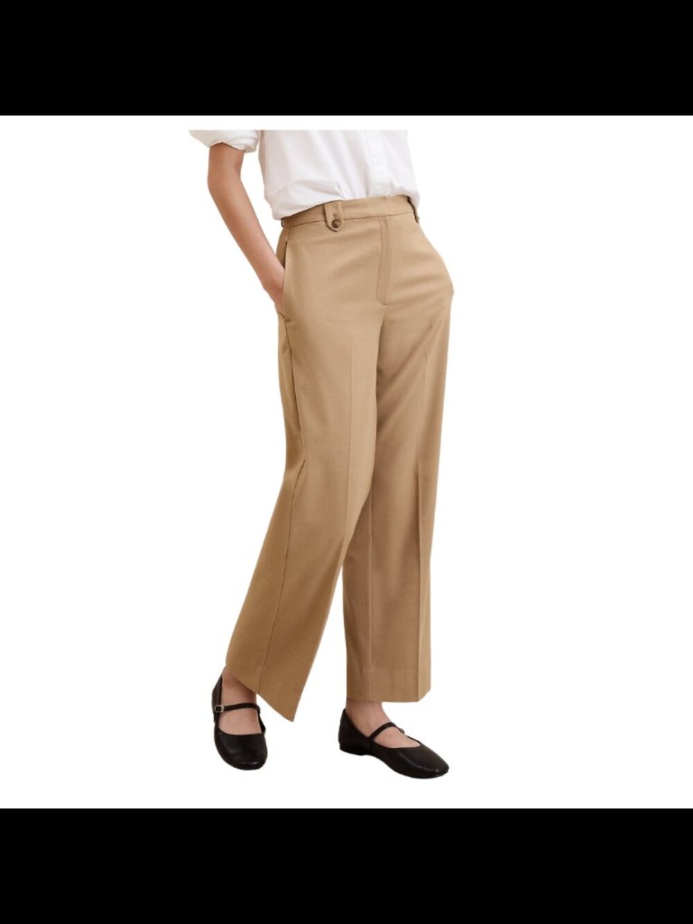 Banana Republic Wide Leg Trousers Size 10 High Rise Beige